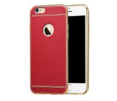 Luxusní gumový kryt s imitací kůže, červený (iPhone 5/5S)