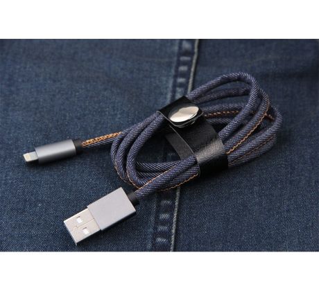 Denim kabel pro nabíjení 1 metr, modrý (iPhone, iPad)