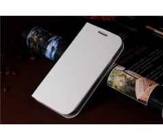 Flip obal bílý, vzor: dřevo (Samsung S4 mini)
