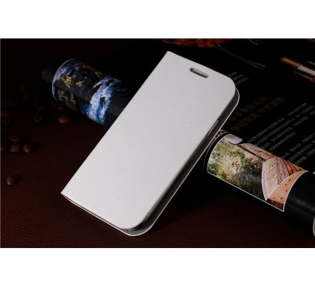 Flip obal bílý, vzor: dřevo (Samsung S4 mini)