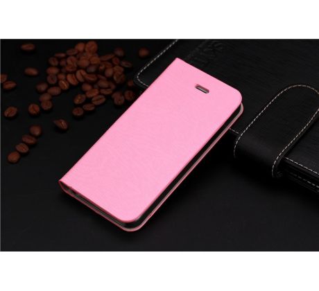 Flip pouzdro se vzorem dřeva, světle růžové (iPhone 5C)